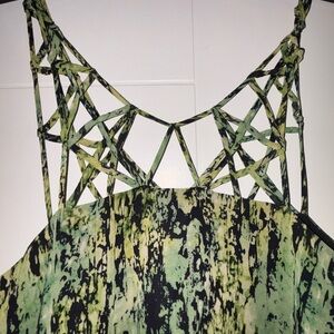 BCBGMaxAzria Green and Black Camisole